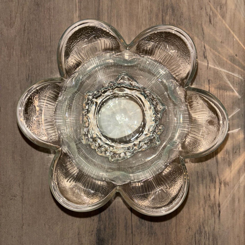 Clear Glass Flower-Shaped Bowl